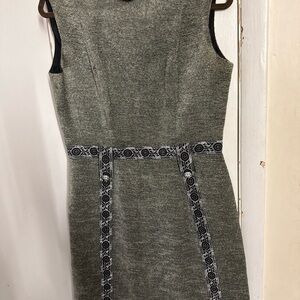 Vintage Elegant Leslie Fay Gray Dress with Black Silver Accents No tags